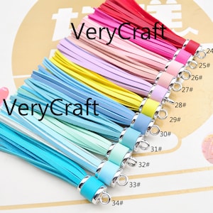 2-100 10cm PU Leather Tassels,11Colors Large Faux Leather Tassel,Silver Cap Handmade Leather Thread Tassel,Keychain Bag Charm Tassel Pendant