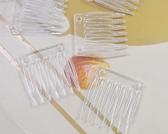 50Pcs 7teeth Combs,Small Clear Plastic Side Hair Combs, Scalloped Edge,Millinery Supplies,Hair Accessories