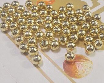 50/100Pieces CCB Gold Spacer Beads 10mm,Plastic Beads,Round bead For Jewelry Making Supplies Accessories DIY