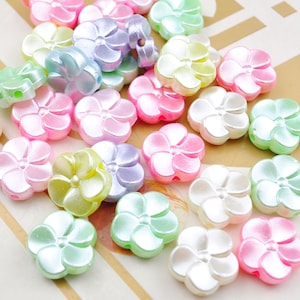 50Pcs Colored Flower,Mixed Color Flower beads,Acrylic Flower Beads,ABS Pearl Colored Flower, Jewelry Supply,18mm