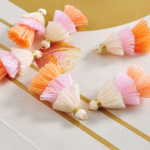 10-100Pcs Three Tier Tassel,1.5&quot; Handmade Cotton Tassel for Earring/Necklace Making,Tiered Tassels, DIY, Fashion Tassels,Jewelry Tassels