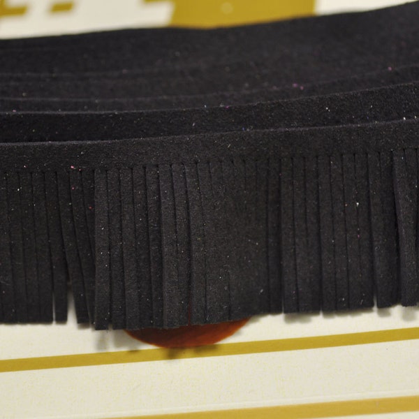 1 yard Black Leather Fringe Trim,30mm Width Faux Suede Fringe Trim,Perfect for Making Tassel and other crafts,DIY Tassel pendant.