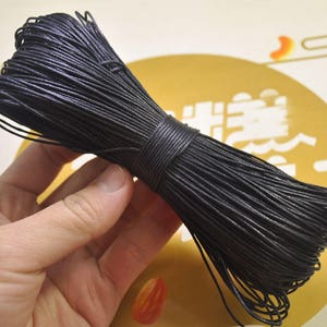 Waxed Cord ,65 meters Black cords,1mm Waxed Cotton Cord String, Bracelet Cord, Necklace Cord, Macrame Cord -- VC32