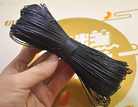 Waxed Cord ,65 Meters Black Cords,1mm Waxed Cotton Cord String