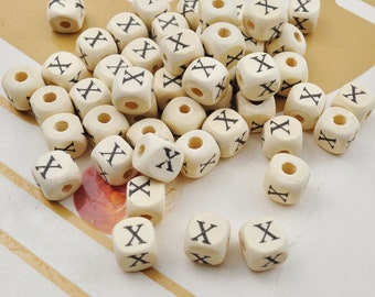 20-200 of X letter wood letter alphabet square beads , 10mm Natural Wooden Letter Alphabet Beads,Spacer Beads,DIY Jewelry Making Accessories