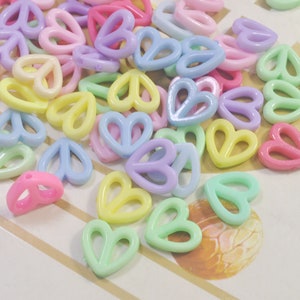 Hart kralen, 17x15mm hart kralen, acryl of hars kralen, gemengde kleur kralen, pastel hart kralen, 150 stuks set