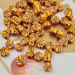 50Pcs Basketball Polymer Clay Beads,Sport Ball Beads,Basketball Pattern,Basketball Clay Beads, Sport Beads,Bracelets Beads,Jewelry Beads,8mm