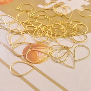 40Pcs Small Gold TearDrop Pendant Charms,Tear  Drop Connector,Teardrop Charm 15x21mm--VC5633#
