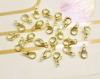 100Pcs Gold Lobster Clasps / Claw Clasp / Small Lobster Clasps / 10mm / Metal Clasps Necklace or bracelet Making Supplies