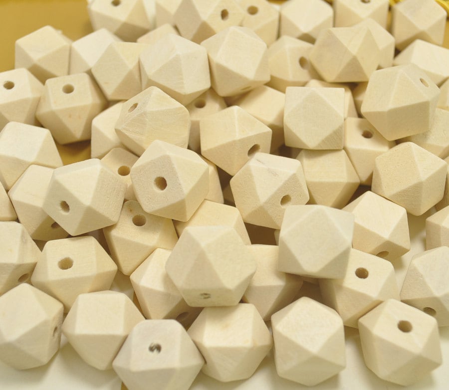 100 Perline In Legno Geometriche Sfaccettate 1,2 Cm – Con Foro 3,5 Mm + Corda Iuta, Per Gioielli Fai Da Te - 3