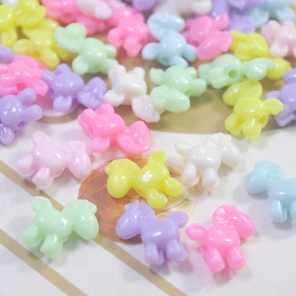 Horse Beads,Horse Bead Charm, Acrylic or Resin Beads,Mixed Color beads,Pastel Horse Beads,50 pcs set,17mm