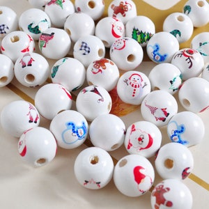 16mm 50pcs Mix Style Valentine's Day Wooden Beads White Red Pink Wood Beads  for Crafts Tassel