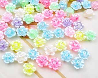Ipotkitt 50 perline in acrilico a forma di fiore casuale, perline in plastica trasparente, distanziatori per fai da te, bracciali, portachiavi, gioielli per capelli