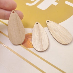 12Pieces Teardrops,DIY Unfinished Laser Cut Wood Pendant,Natural Wood Earrings Blanks,Wood Teardrop Jewelry,wood Drop Shape -- 49x24mm