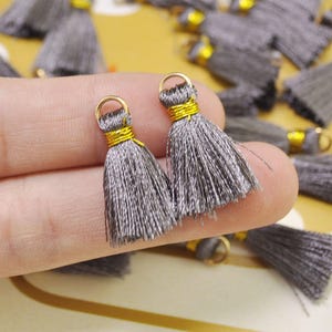 Small Silk Tassel,20pcs 0.9&quot; Gray Mini Tassels,earring tassels,tassel accessories,tassel pendant charm,DIY Craft Supplies