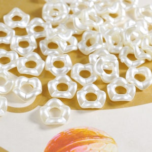 ABS Pearl White Beads,12mm Flower Beads, Acrylic Beads,Jewelry Supply,100/200 pcs set
