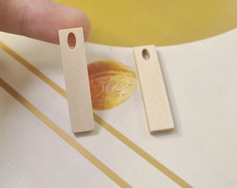 12 pendenti in legno tagliati al laser fai da te, orecchini in legno naturale, gioielli in legno naturale, forme in legno, forma rettangolare in legno lungo - 40 x 9 mm