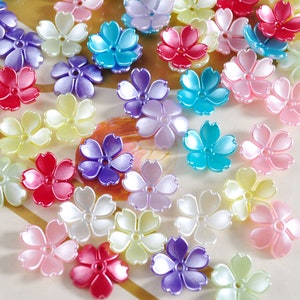 100Pcs/200Pcs Colored Flower,Mixed Color Flower beads Cap,Acrylic Flower Beads,ABS Pearl Colored Flower, Jewelry Supply,15mm