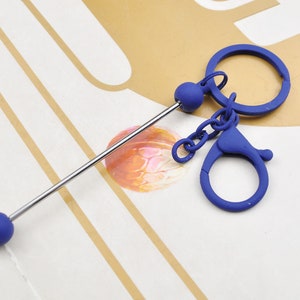 1Pcs/5Pcs Deep Blue Beadable Key Ring，Colorful Beadable Keychain Bar Beadable Blanks,Length 157mm