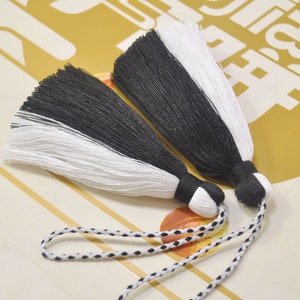 Large Cotton Tassel,2Pcs,Handmade Mala Tassels,Black & White tassel,Tassel with Rope, Boho,Tassel Supplier,DIY Tassel Making-VC21#
