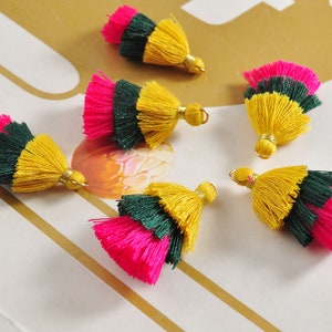 10-100Pcs Three Tier Tassel,1.5&quot; Handmade Cotton Tassel for Earring/Necklace Making,Tiered Tassels, DIY, Fashion Tassels,Jewelry Tassels