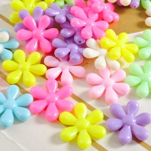 Flower Beads,24mm Flower Beads, Acrylic Beads,Mixed Color beads,Pastel Flower Beads,100 pcs set