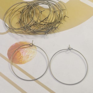 50/200Pcs Antique Bronze Hoops Earwire,35mm Bronze Plated Beading Hoops, DIY Earring Hoops,Earring Findings,Bronze Plated Wine Charm Rings