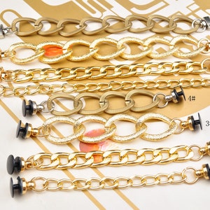 Shoe Chain Charm, KC Gold Aluminum chain， Decoration Chain Charm， Shoe Buckles Fit for Shoe Sandal Women Girl