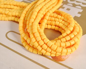 15 inch strand,Round Column Heishi Beads 6mm Yellow Heishi Beads, Polymer Clay Spacer Beads, Heishi Bracelet Beads, Polymer Tube Beads,