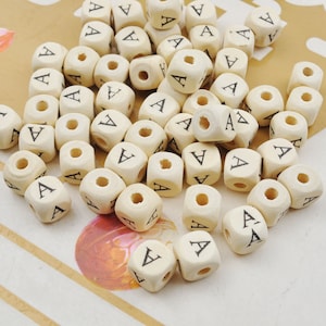 20-200 de una letra de madera alfabeto cuentas cuadradas, 10 mm de madera natural letra alfabeto cuentas, cuentas espaciadoras, accesorios de fabricación de joyas DIY