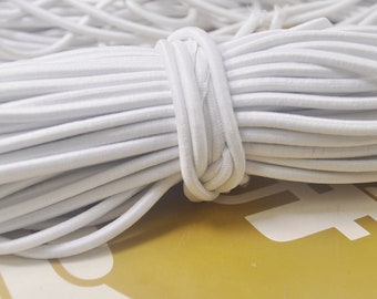 10Yds White Elastic Cord,4mm Round Elastic Cord,stretch cord,Stretch Drawstring,Elastic Rope Craft DIY,Nylon wrapped Rubber