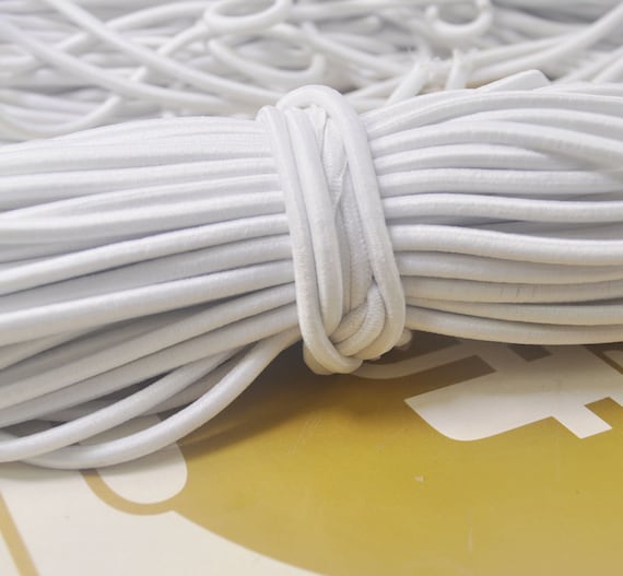 10Yds White Elastic Cord,4mm Round Elastic Cord,stretch cord,Stretch Drawstring,Elastic Rope Craft DIY,Nylon wrapped Rubber