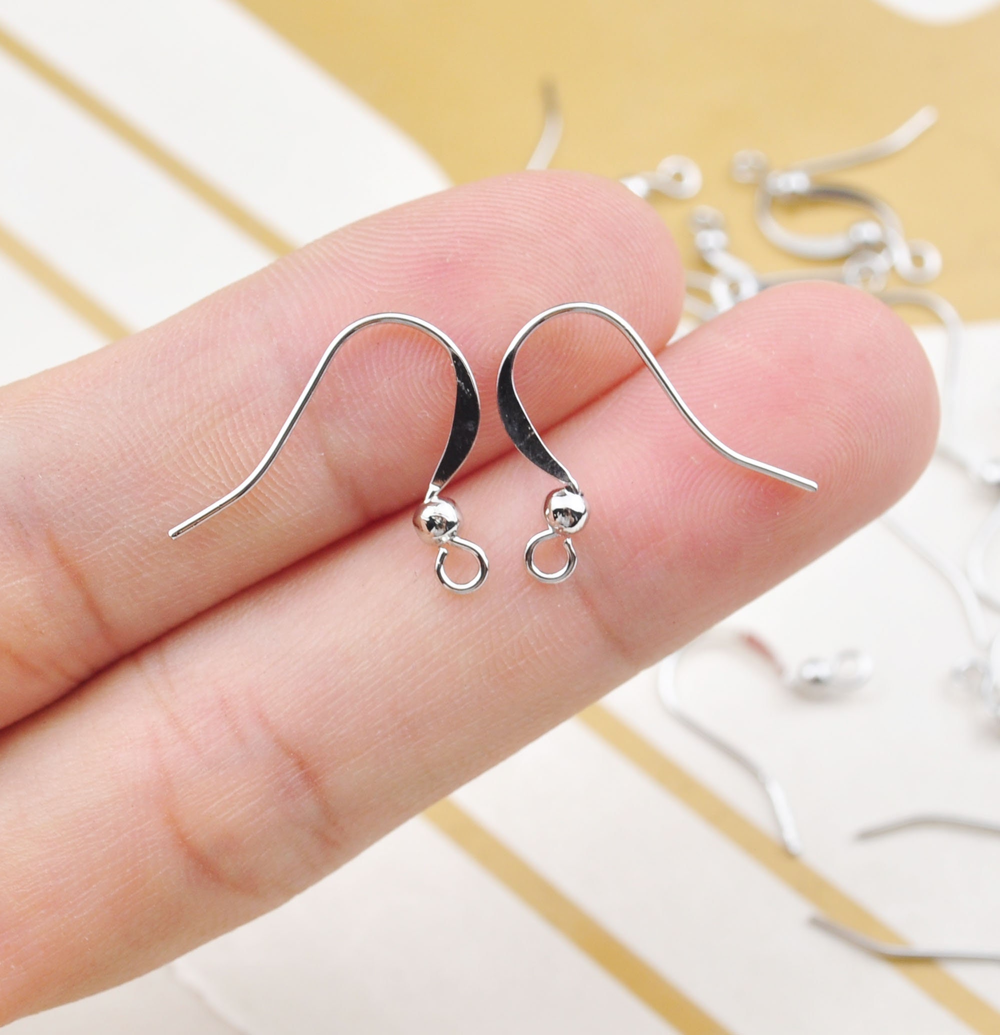 Gold Earring Earring Backs French Wire Earring Hooks 10pcs White