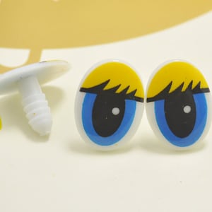 10Pairs Spielzeugaugen Cartoon Augen Entzückende Comic Sicherheitsaugen Tieraugen Bastelaugen Gehäkelte Puppenaugen Kunststoffaugen mit Unterlegscheiben - 15x21mm.