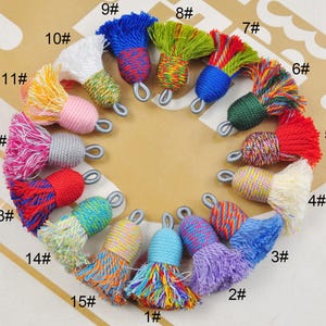 High Quality Tassels Colorful Cotton Cord Binding,Colored Twists Cotton Tassels,Short Thick Tassels,Boho,Earring/Necklace/bracelet Tassels