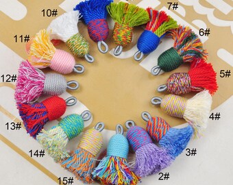 Glands de haute qualité, Cordon de serrage coloré en coton, Glands en coton torsadés colorés, Glands courts et épais, Bohème, Glands pour boucles d'oreilles/colliers/bracelets