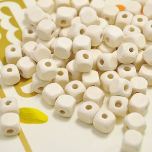 10mm Square Wood Beads -Wholesale 100pcs Natural Unfinished Square Wood Beads