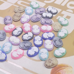 Small Resin Victorian Lady Cameo Cabochon,30Pcs/50Pcs Assorted Color Oval Resin Cameos,DIY Jewelry Accessories,13x18mm