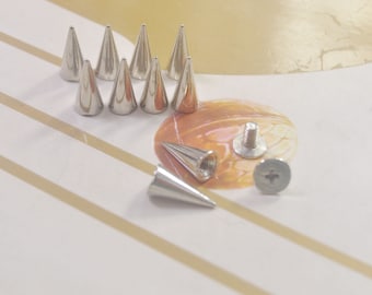 10/30sets Wholesale Cone Rivets Screw Punk Studs,10x29mm Gunmetal Bullet Metal Spikes Studs Screw back For Leather Crafts,Craft Supplies DIY