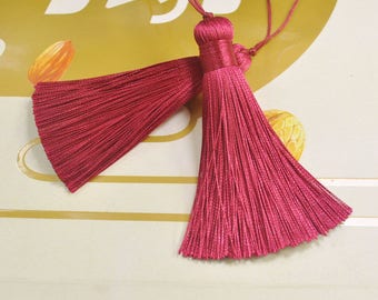 2pcs Maroon tassels,82mm long silk tassels,handmade tassel,Necklace Tassel,tassels charm,thread tassel, Boho Tassels,Pillow Tassels