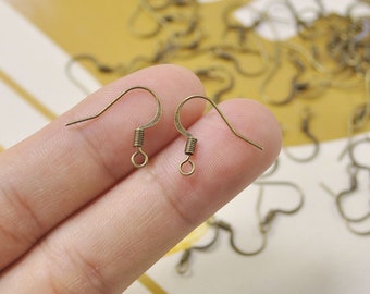 100Pcs Bronze Plated French Hook Earwire, Earring Hook, Fish Hook, DIY Earring, Earring Findings,Coil Ear Wires,Wholesales