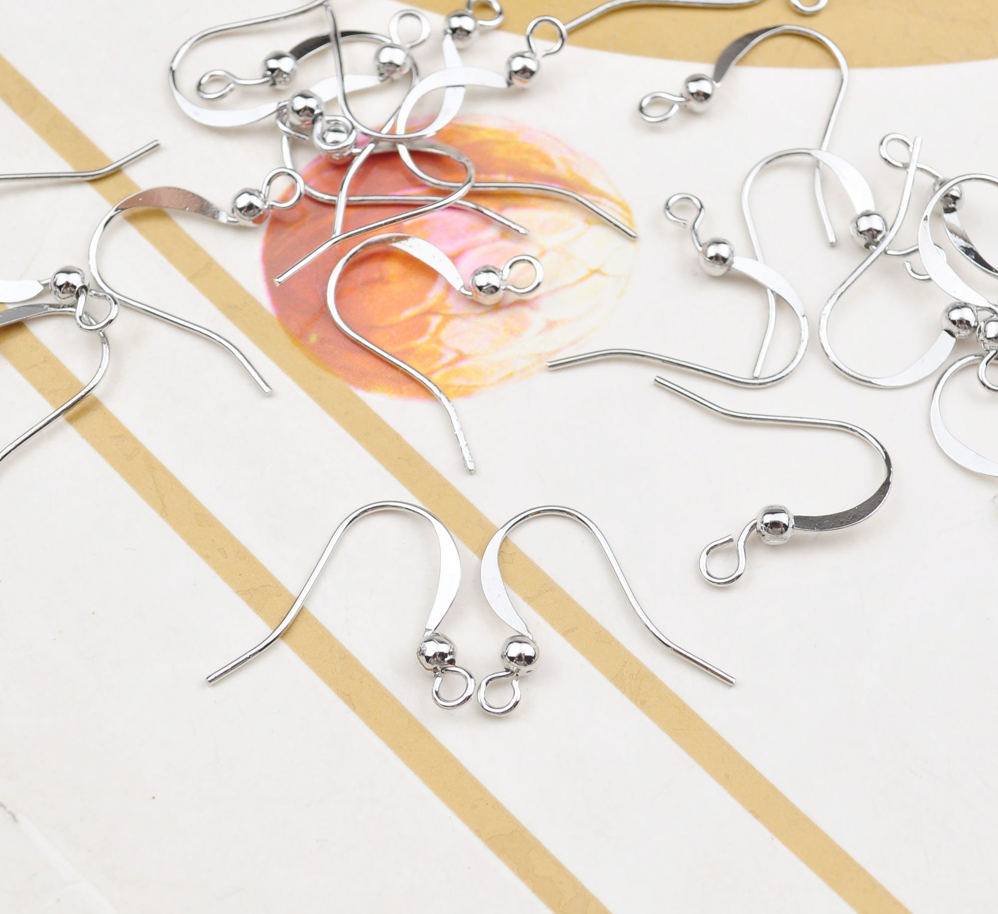 10pcs White Gold Plated French Hook Earwire,18k Gold Earring Hook - Main Image