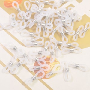 20Pcs White Rubber Ends for eyeglass holder, Rubber Glasses Chain Holders,Replacement Loops for Glasses Chains--21x4mm