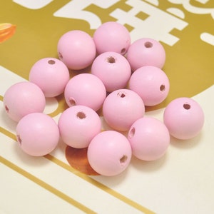 50pcs Pink Round Wood Beads,20mm round wooden bead,necklace bead.bracelet bead, wood craft,space wood beads，wholesale beads