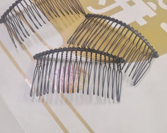 4,6,10,30,50Pcs Black Plated Wire Metal Hair Combs,Metal veil peine,Hair Combs with 20 Teeth,Hair Comb Blank,DIY Hair Accessory,75x37mm