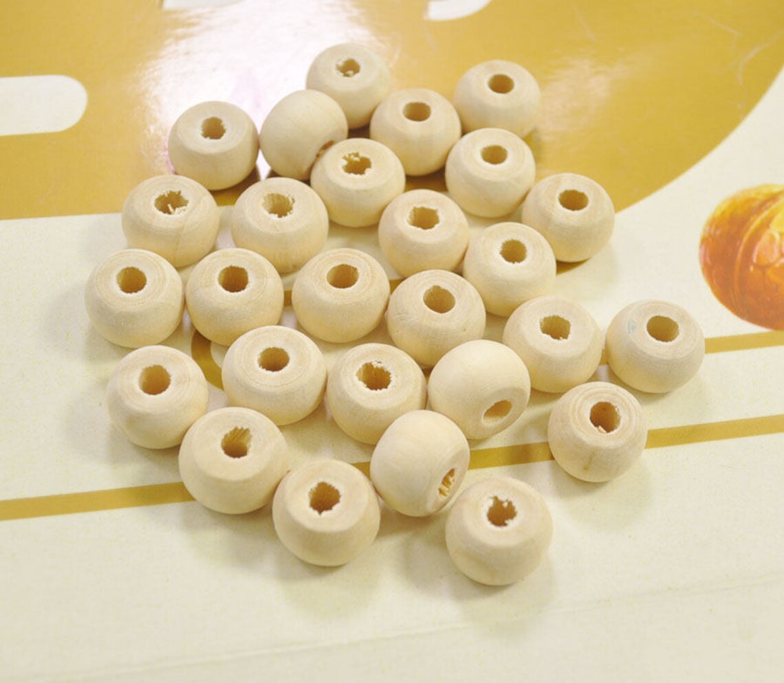 50pcs 13mm Round Flat Wooden Beads With 4mm Holeunfinished Etsy