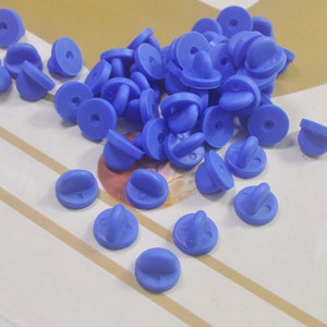 Packung von 10,20, 40, 60, 80 oder 100 Pcs, Royal blau Runde Gummi Kupplungen Rücken Verschluss, Gummi Pin zurück für Emaille Anstecknadel