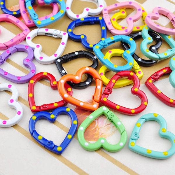 5Pcs Mixed Color Heart Shaped Lobster Clasps,Heart Clasp Key Chain,Heart Spring Push Gate for DIY Jewelry Finding Necklace Bracelet
