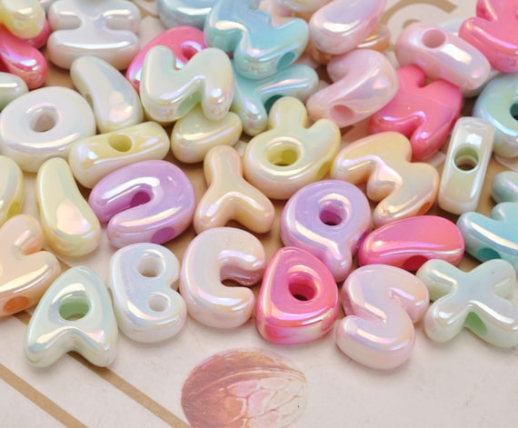 10/20/30 Cute Chunky Mix Alphabet Letter Beads，UV Colorful Acrylic Letter Beads for Keychains,Bag Charms, Bracelets &DIY Jewelry,Fashionable