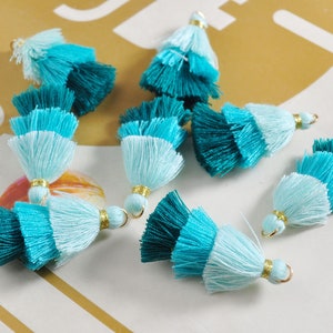 10-100Pcs Three Tier Tassel,1.5&quot; Handmade Cotton Tassel for Earring/Necklace Making,Tiered Tassels, DIY, Fashion Tassels,Jewelry Tassels